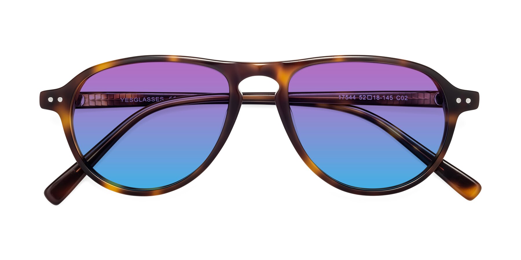 Folded Front of 17544 in Tortoise with Purple / Blue Gradient Lenses