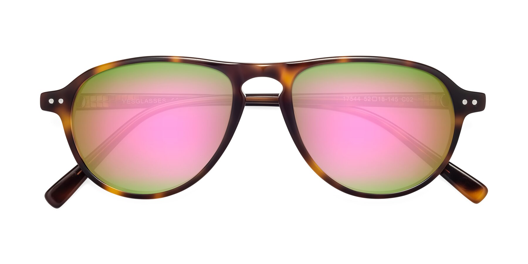 Folded Front of 17544 in Tortoise with Pink Mirrored Lenses