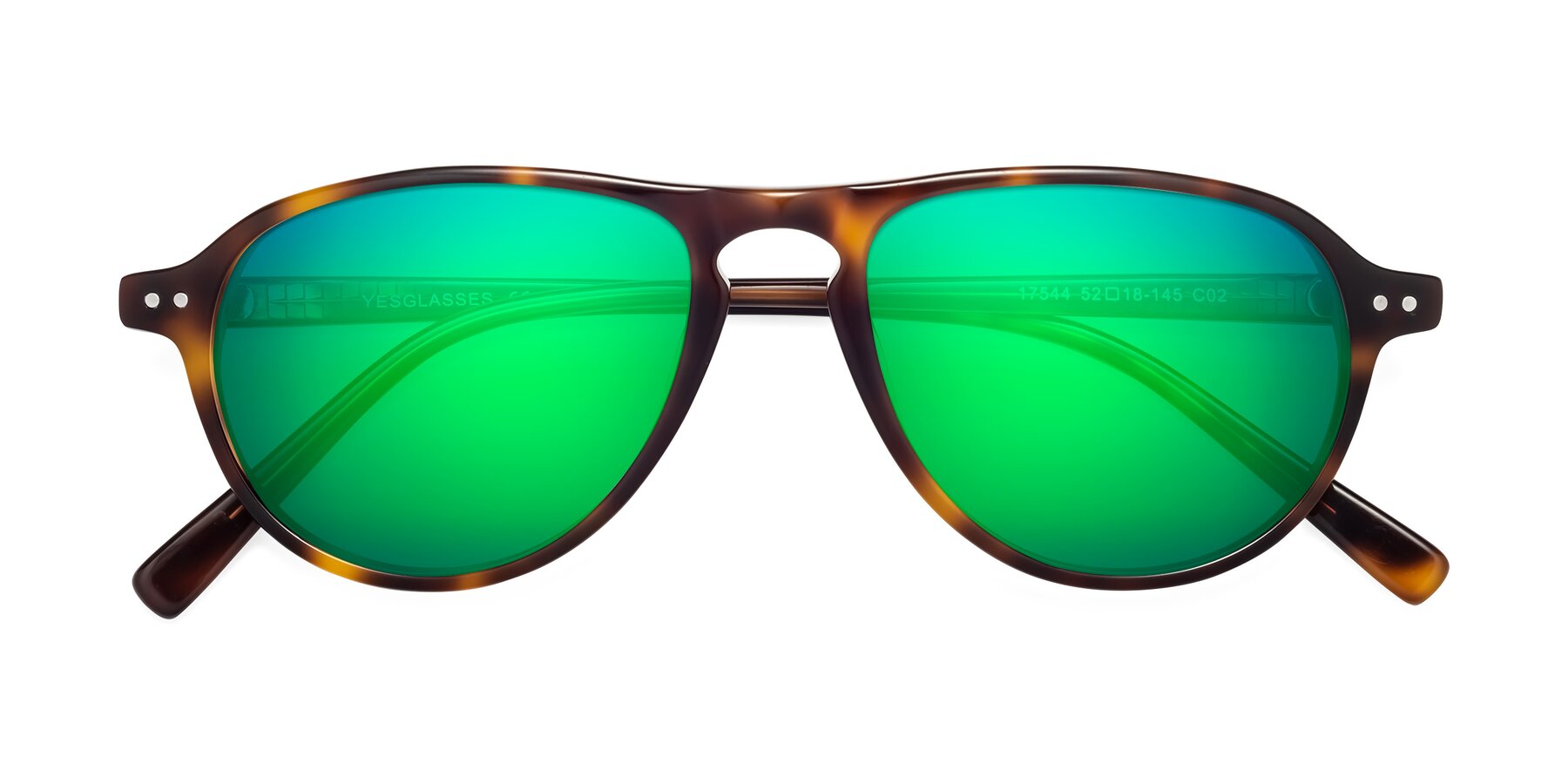 Folded Front of 17544 in Tortoise with Green Mirrored Lenses