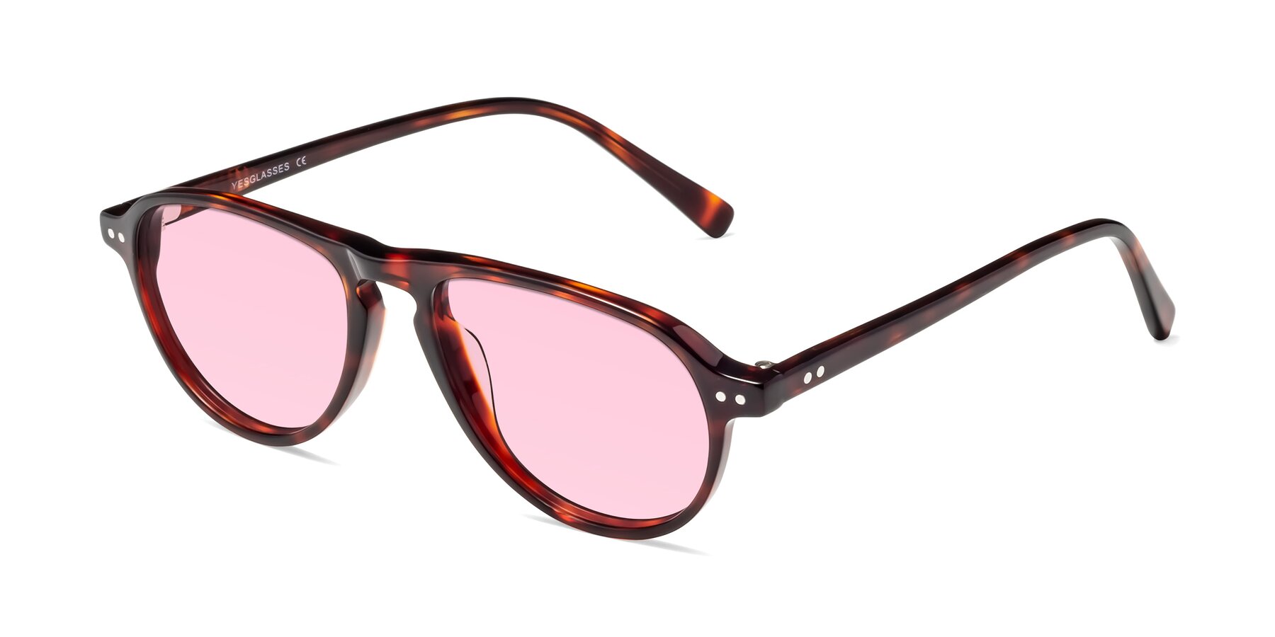 Angle of 17544 in Burgundy Tortoise with Light Pink Tinted Lenses