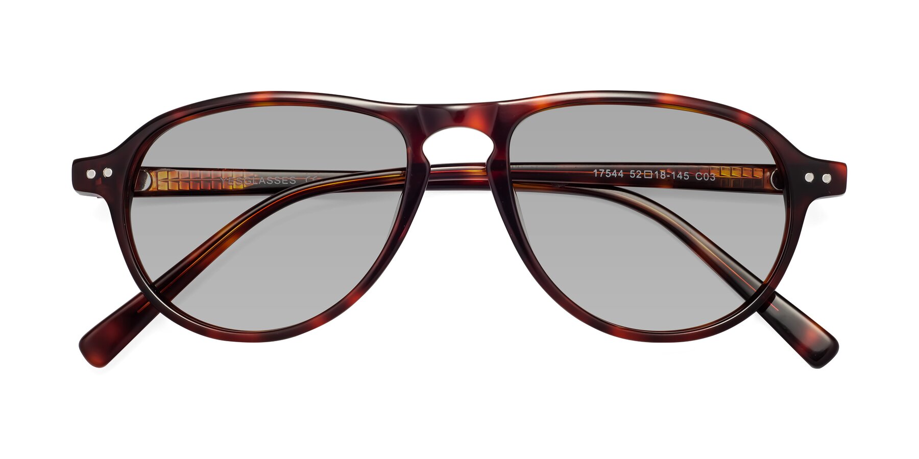 Folded Front of 17544 in Burgundy Tortoise with Light Gray Tinted Lenses