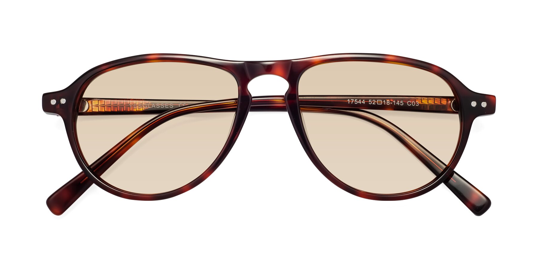 Folded Front of 17544 in Burgundy Tortoise with Light Brown Tinted Lenses