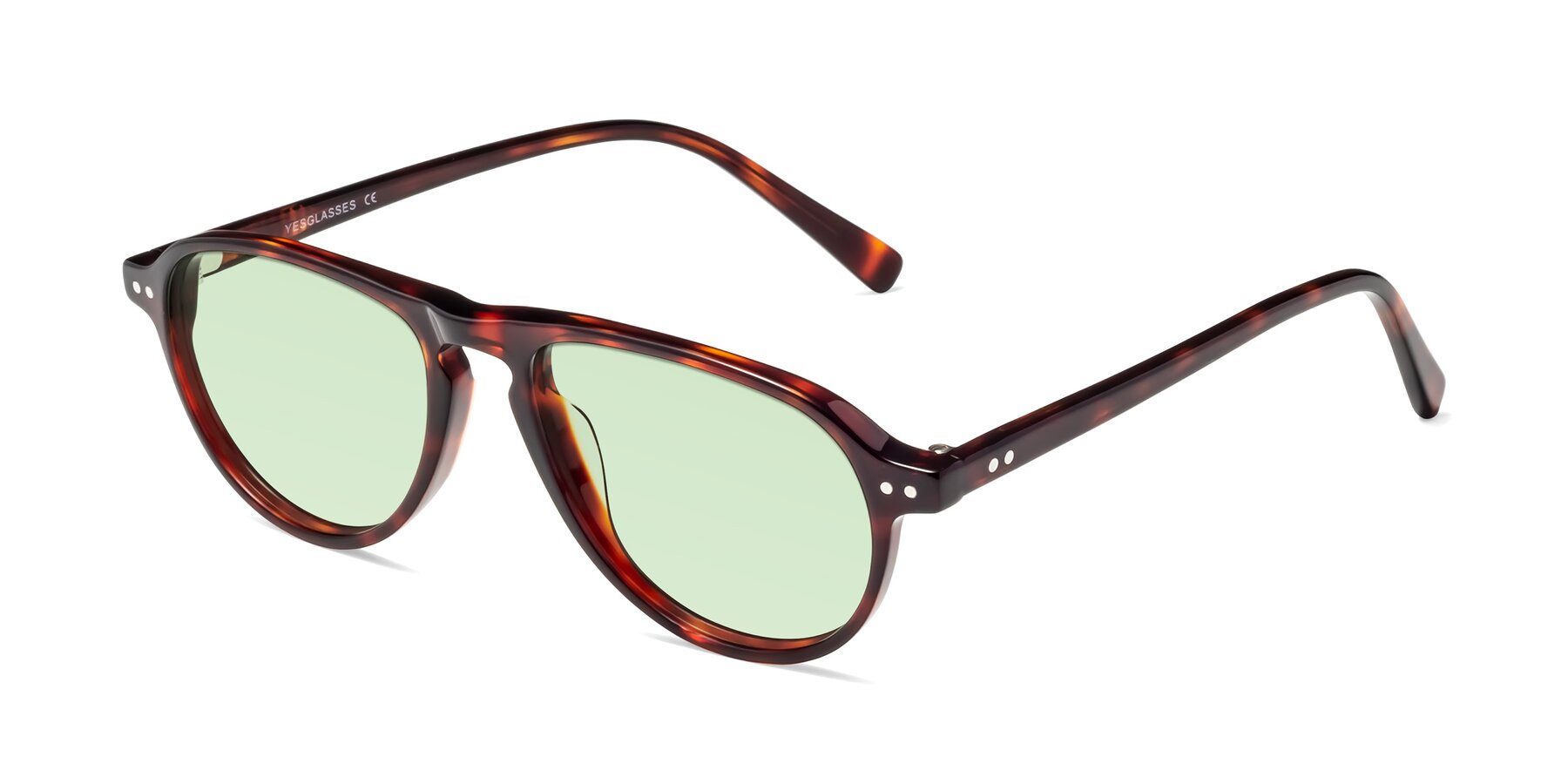 Angle of 17544 in Burgundy Tortoise with Light Green Tinted Lenses