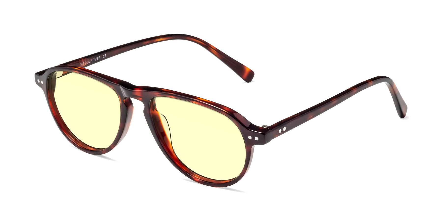 Angle of 17544 in Burgundy Tortoise with Light Yellow Tinted Lenses