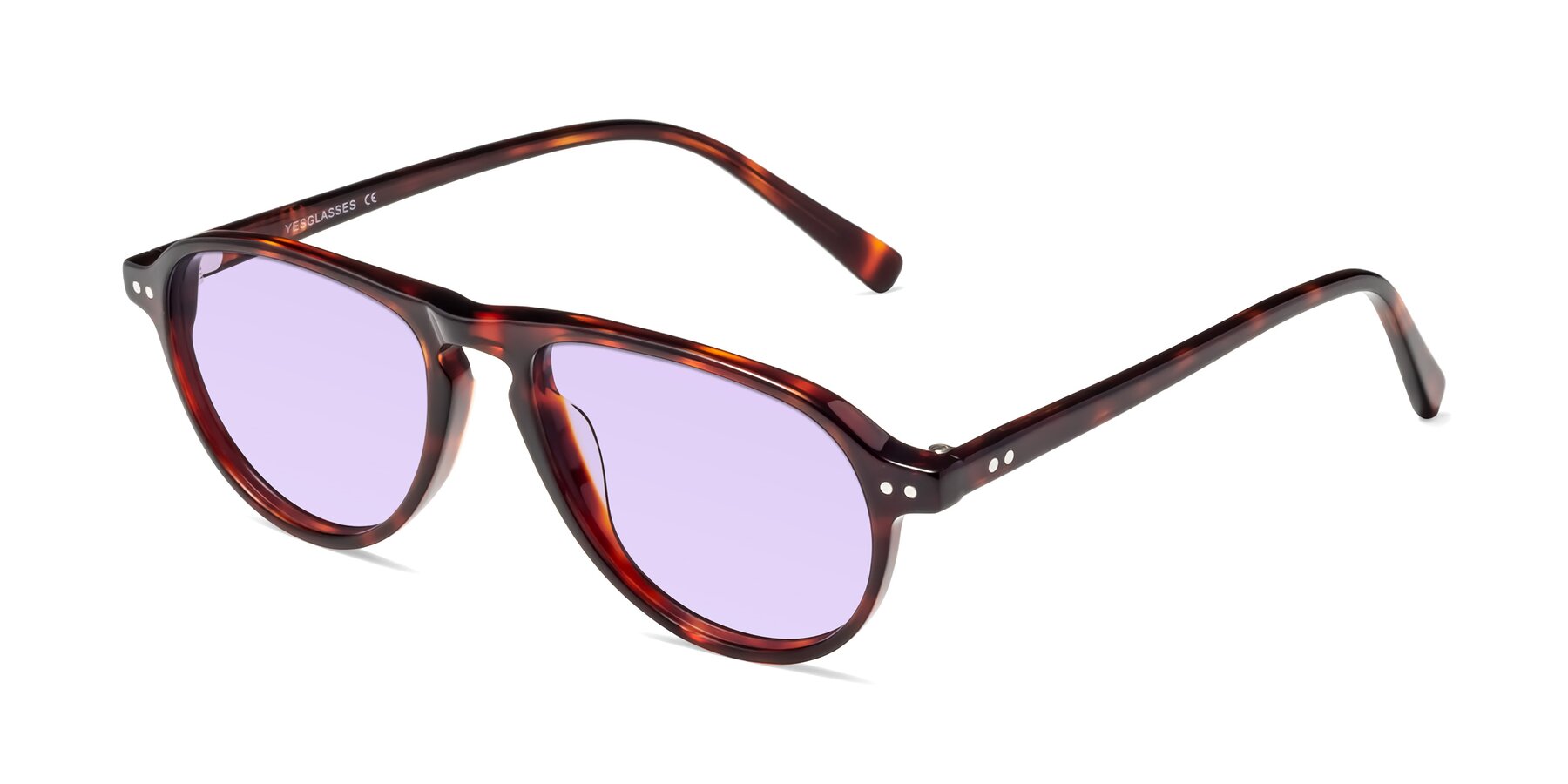 Angle of 17544 in Burgundy Tortoise with Light Purple Tinted Lenses