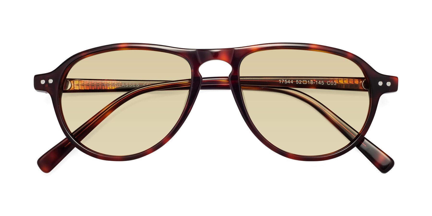 Folded Front of 17544 in Burgundy Tortoise with Light Champagne Tinted Lenses