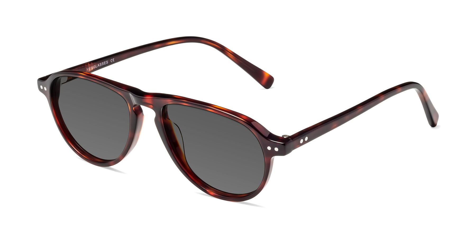 Angle of 17544 in Burgundy Tortoise with Medium Gray Tinted Lenses