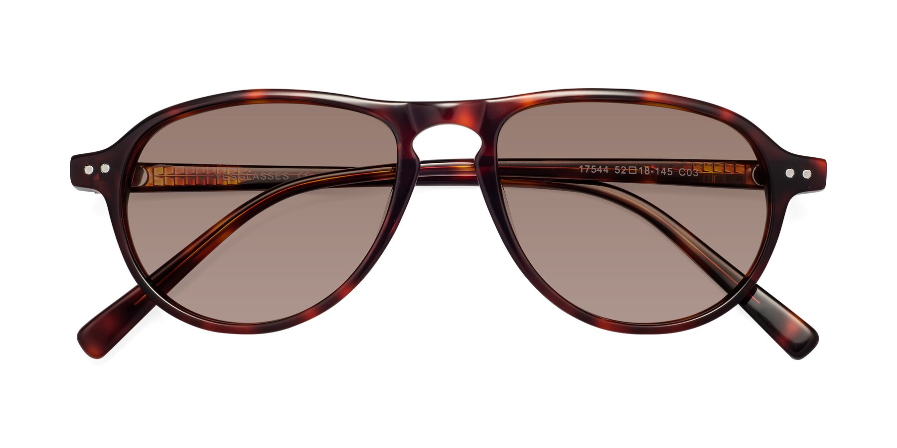 Folded Front of 17544 in Burgundy Tortoise with Medium Brown Tinted Lenses