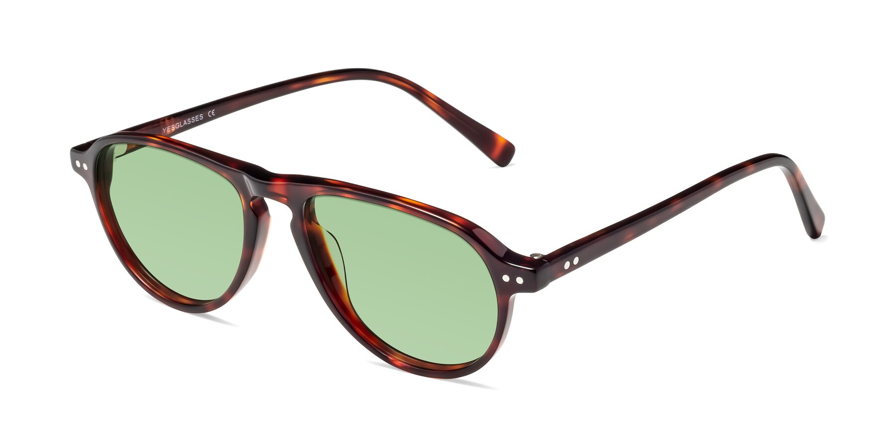 Angle of 17544 in Burgundy Tortoise with Medium Green Tinted Lenses