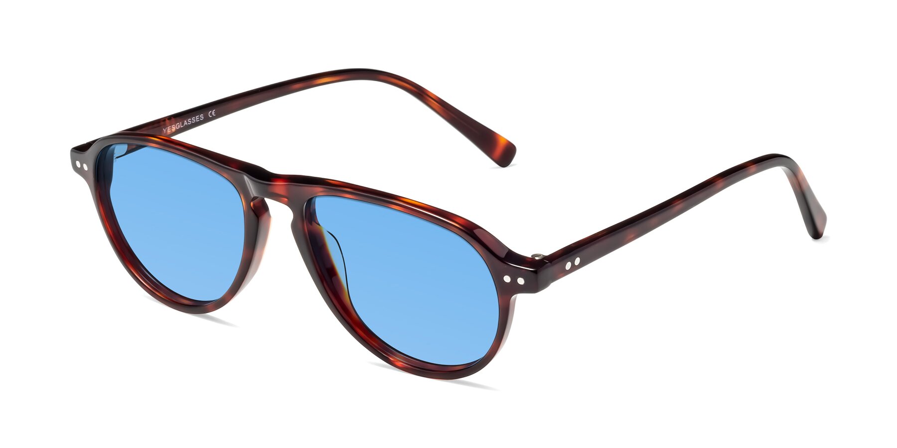 Angle of 17544 in Burgundy Tortoise with Medium Blue Tinted Lenses