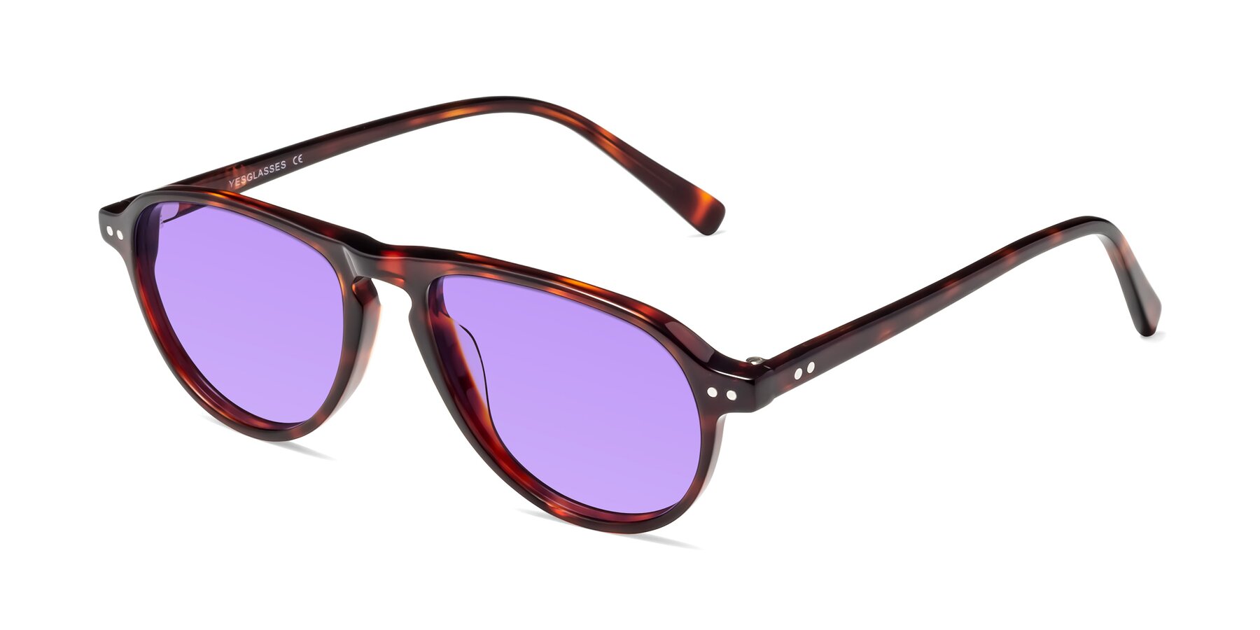 Angle of 17544 in Burgundy Tortoise with Medium Purple Tinted Lenses