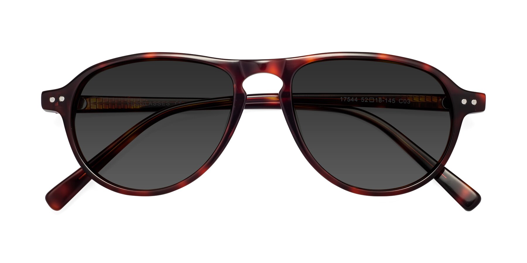 Folded Front of 17544 in Burgundy Tortoise with Gray Tinted Lenses