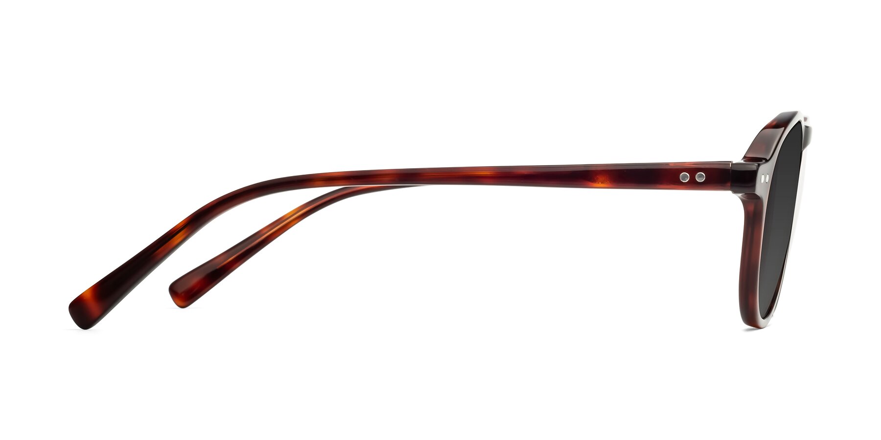 Side of 17544 in Burgundy Tortoise with Gray Tinted Lenses