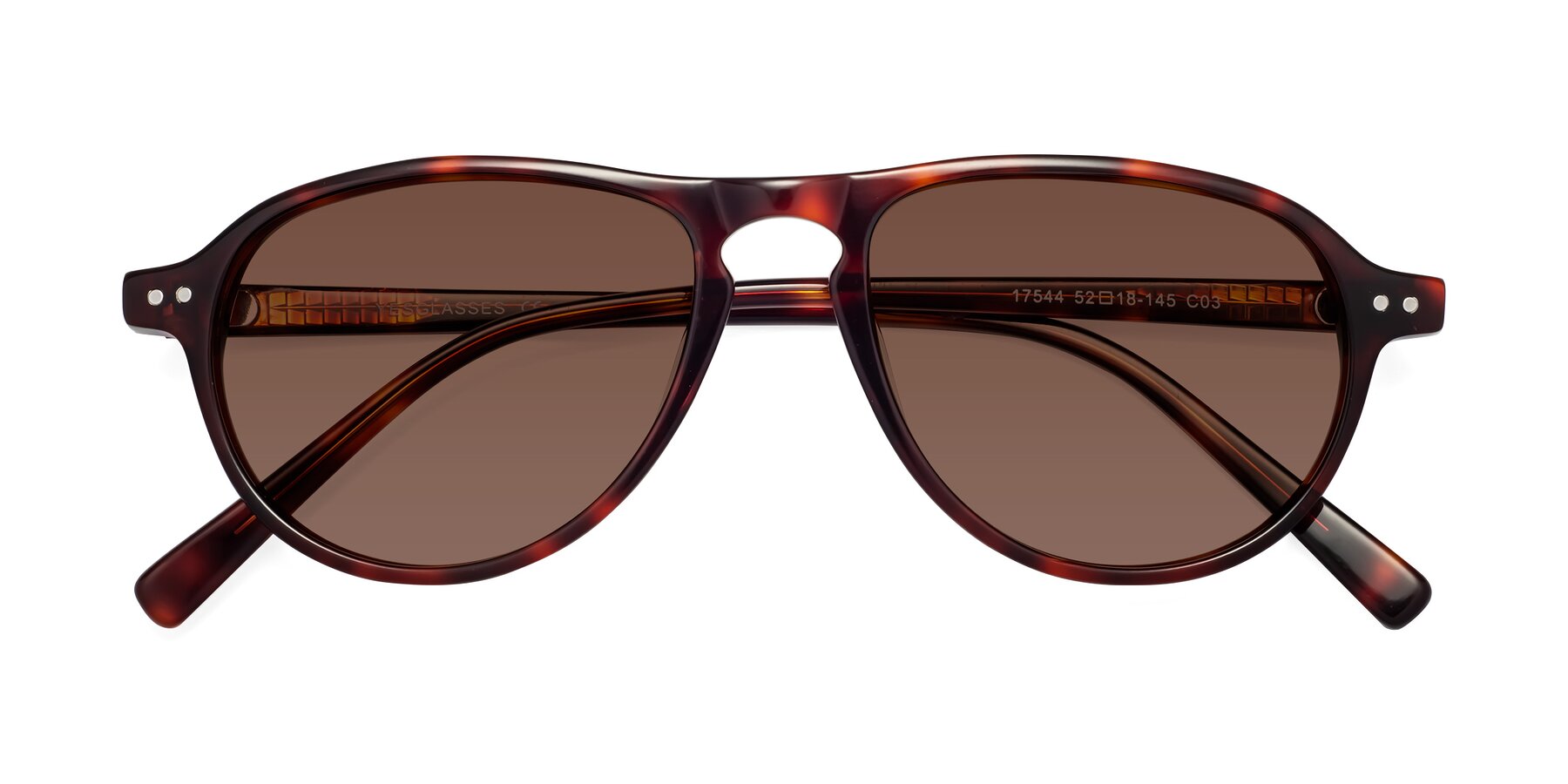 Folded Front of 17544 in Burgundy Tortoise with Brown Tinted Lenses
