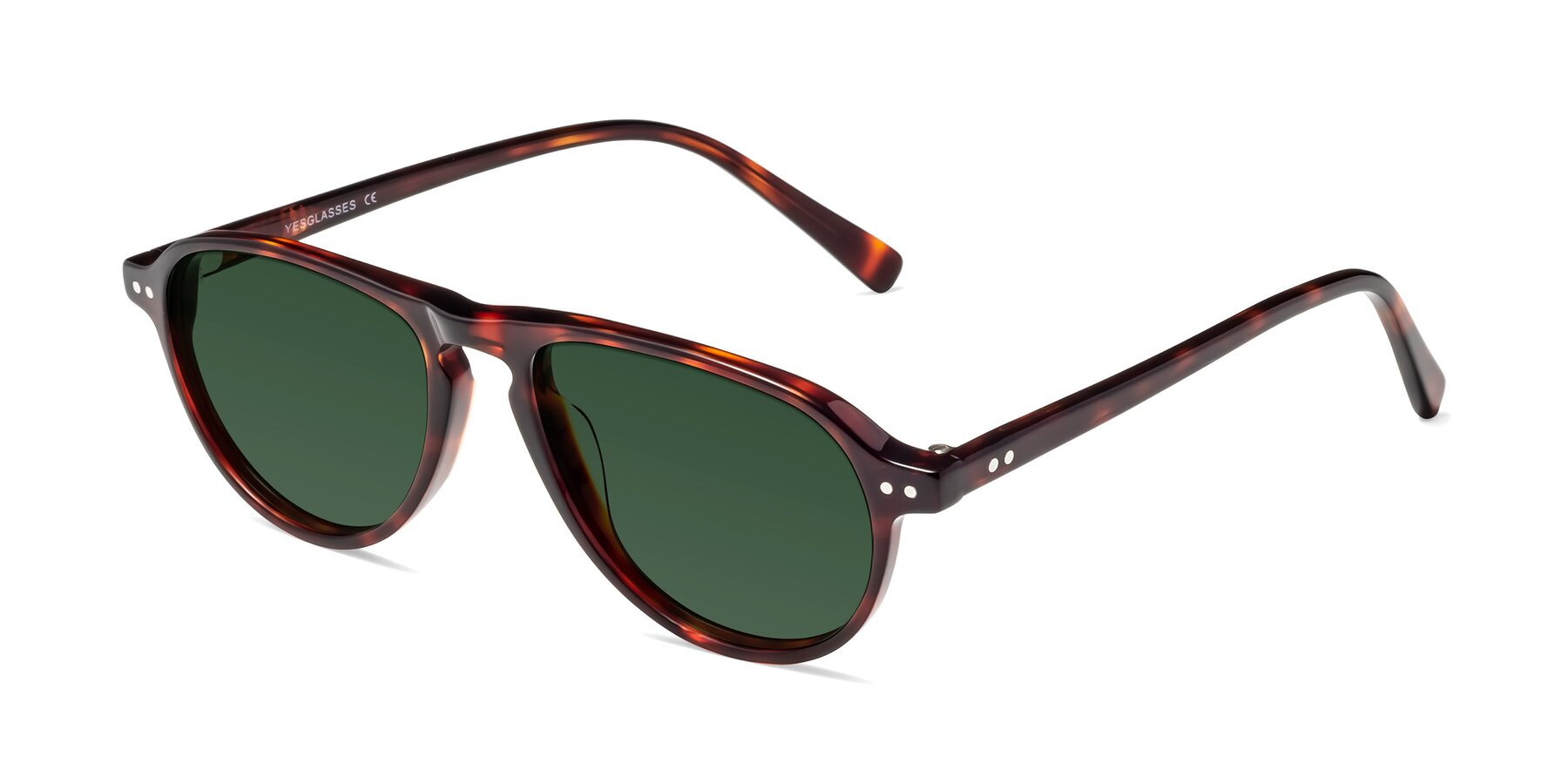 Angle of 17544 in Burgundy Tortoise with Green Tinted Lenses