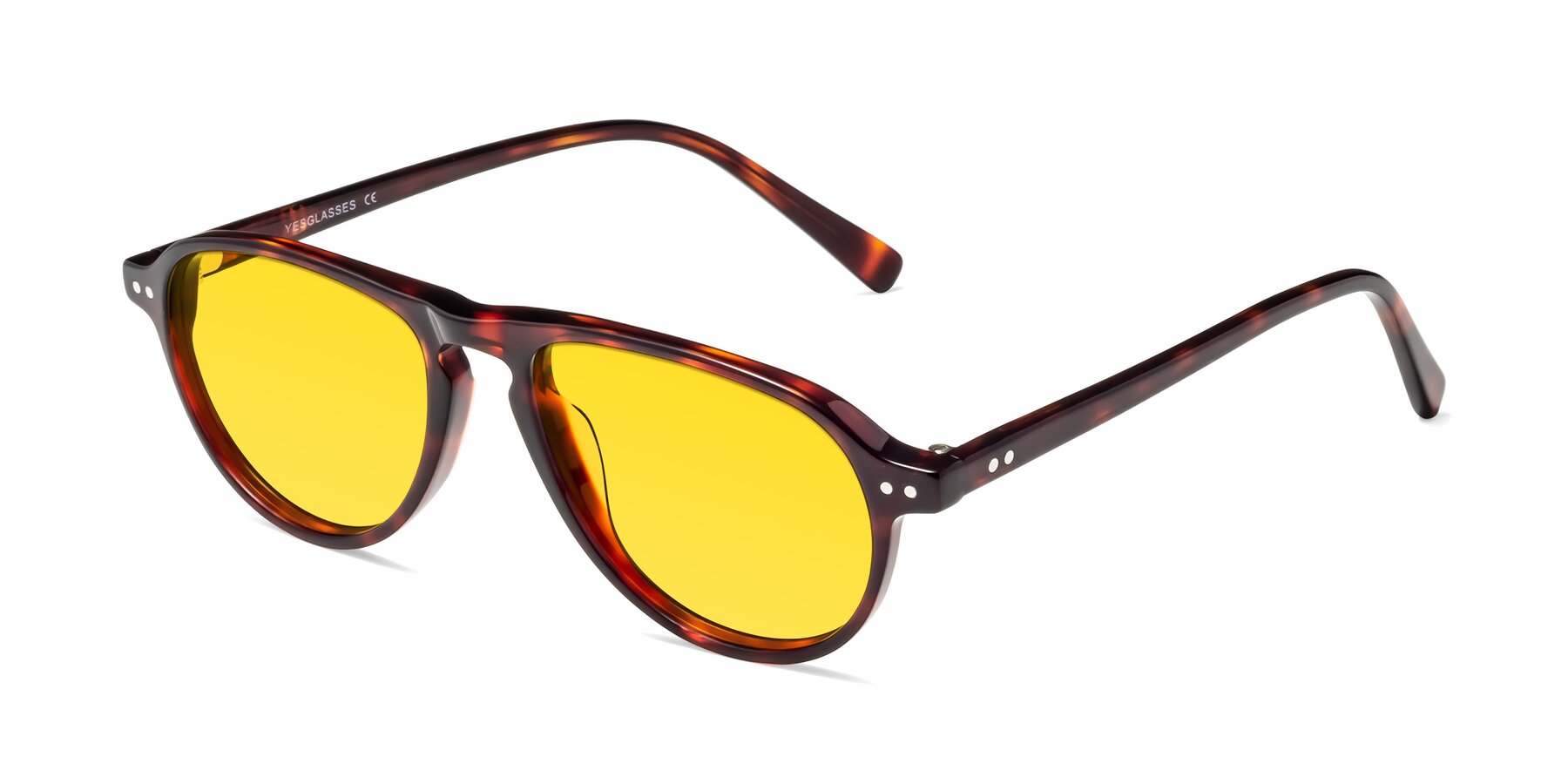 Angle of 17544 in Burgundy Tortoise with Yellow Tinted Lenses
