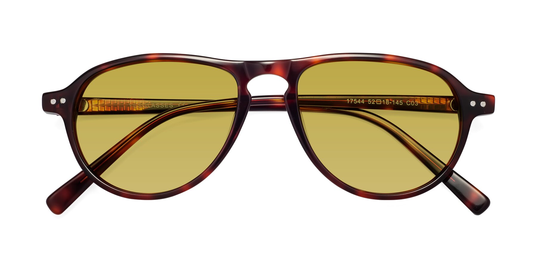 Folded Front of 17544 in Burgundy Tortoise with Champagne Tinted Lenses