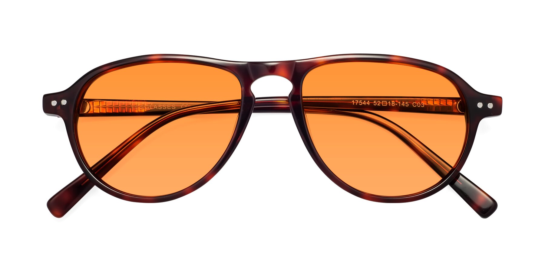 Folded Front of 17544 in Burgundy Tortoise with Orange Tinted Lenses