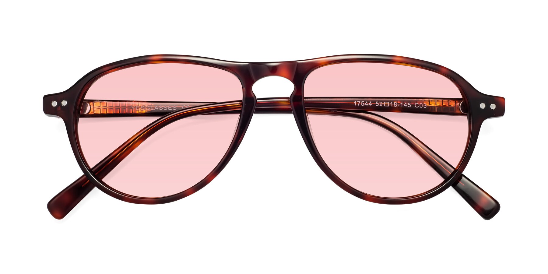 Folded Front of 17544 in Burgundy Tortoise with Light Garnet Tinted Lenses