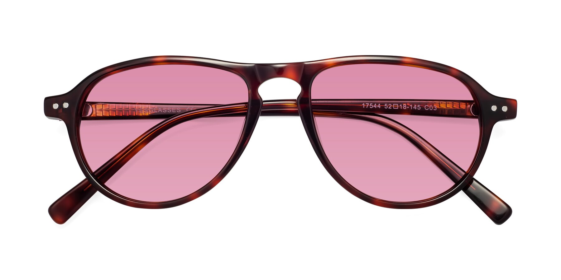 Folded Front of 17544 in Burgundy Tortoise with Medium Wine Tinted Lenses