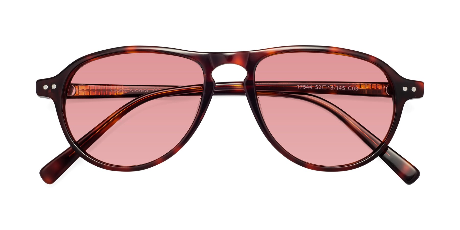 Folded Front of 17544 in Burgundy Tortoise with Medium Garnet Tinted Lenses