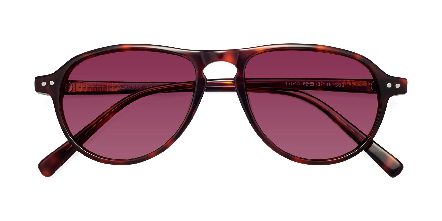 Folded Front of 17544 in Burgundy Tortoise with Wine Tinted Lenses