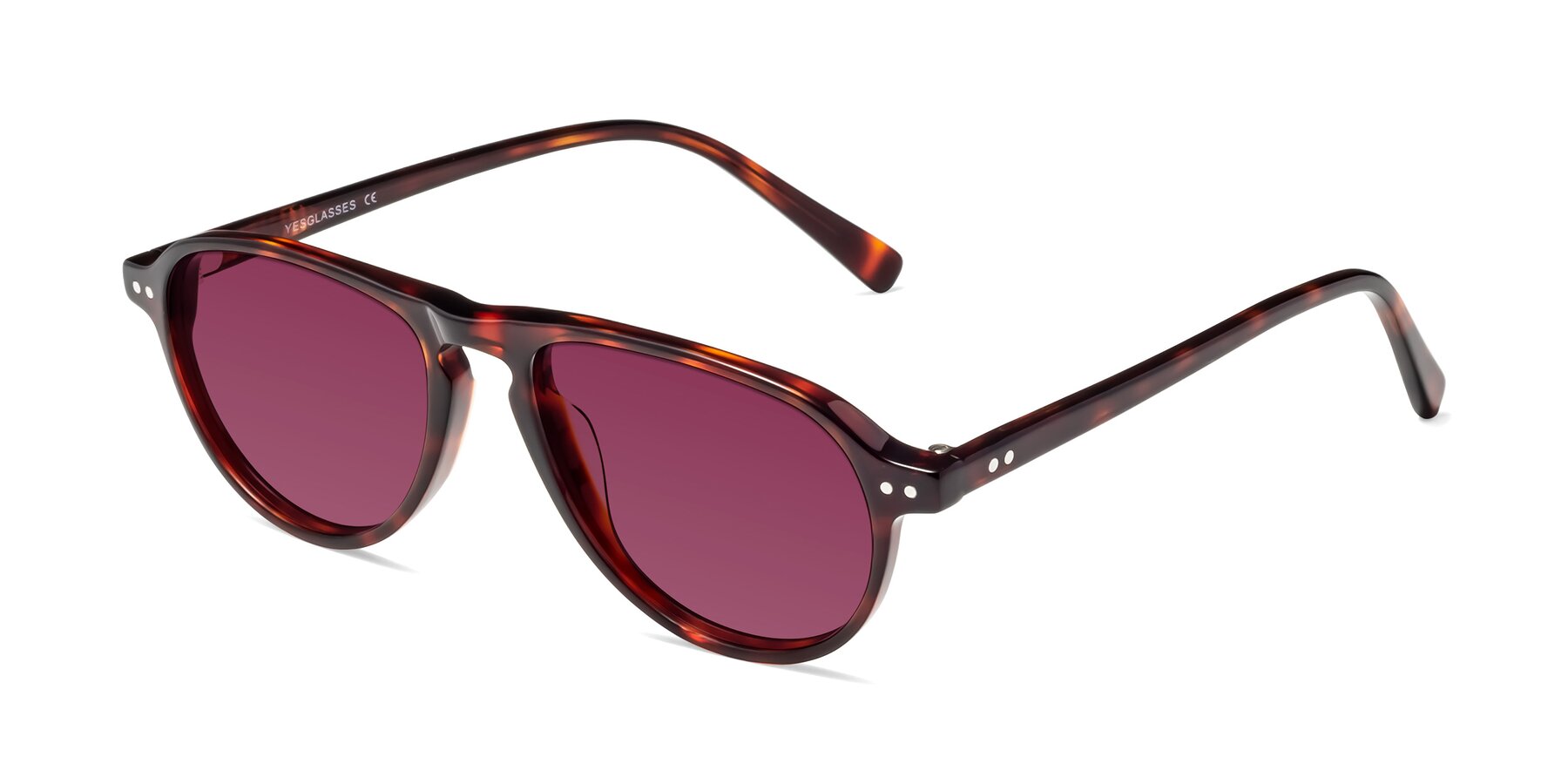 Angle of 17544 in Burgundy Tortoise with Wine Tinted Lenses