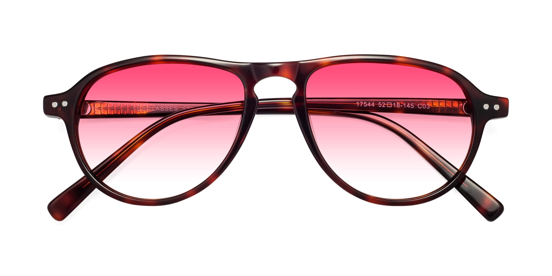 Folded Front of 17544 in Burgundy Tortoise with Pink Gradient Lenses