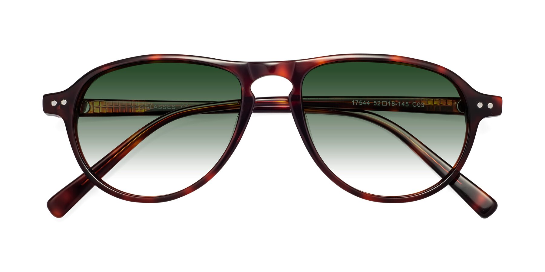 Folded Front of 17544 in Burgundy Tortoise with Green Gradient Lenses