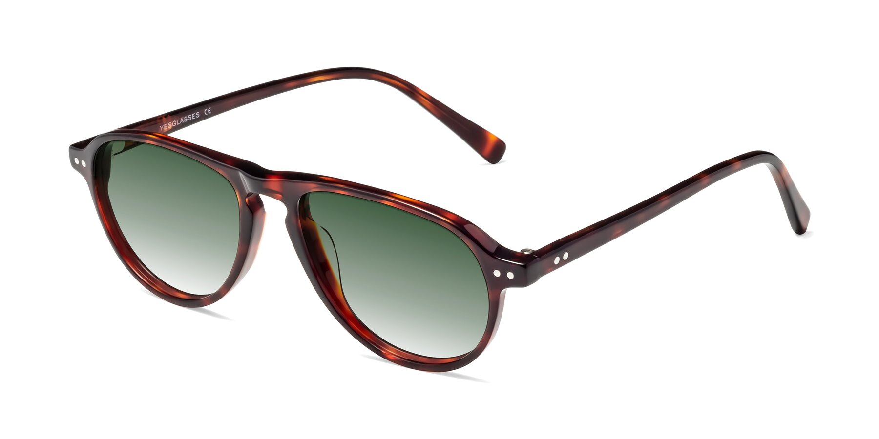 Angle of 17544 in Burgundy Tortoise with Green Gradient Lenses