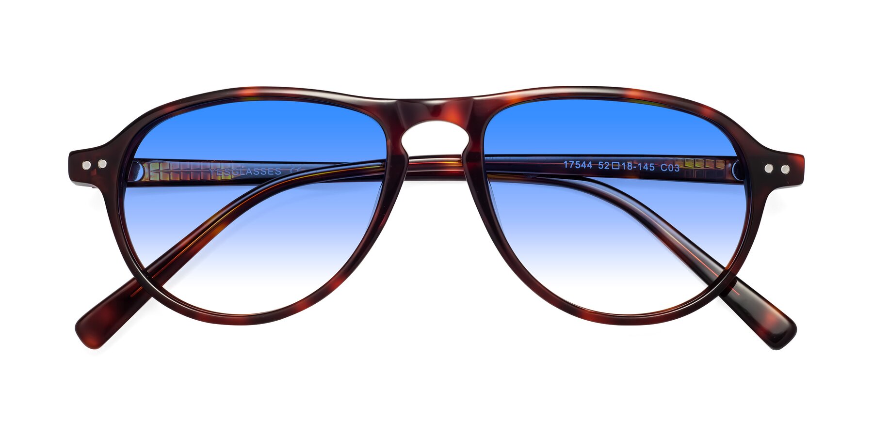 Folded Front of 17544 in Burgundy Tortoise with Blue Gradient Lenses