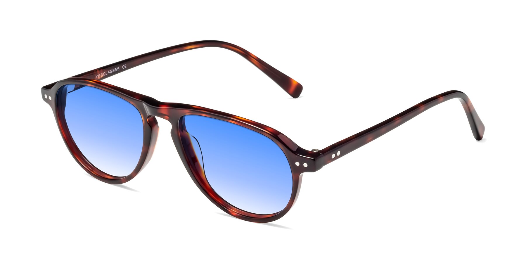 Angle of 17544 in Burgundy Tortoise with Blue Gradient Lenses