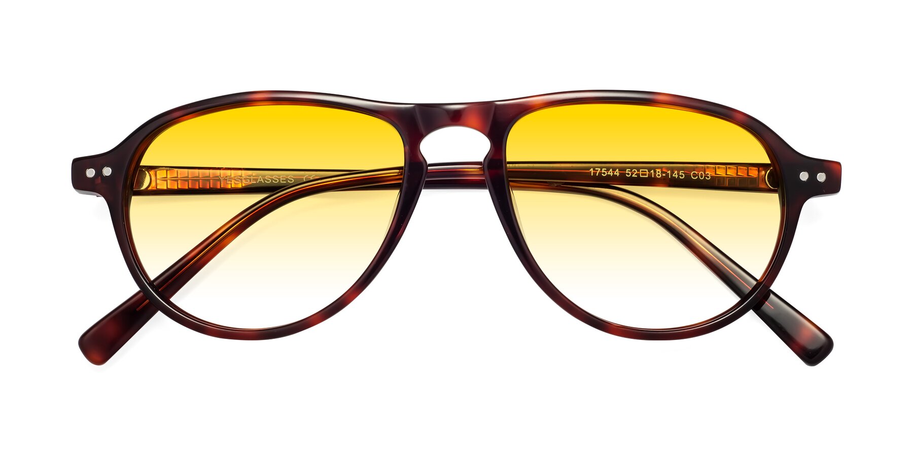 Folded Front of 17544 in Burgundy Tortoise with Yellow Gradient Lenses