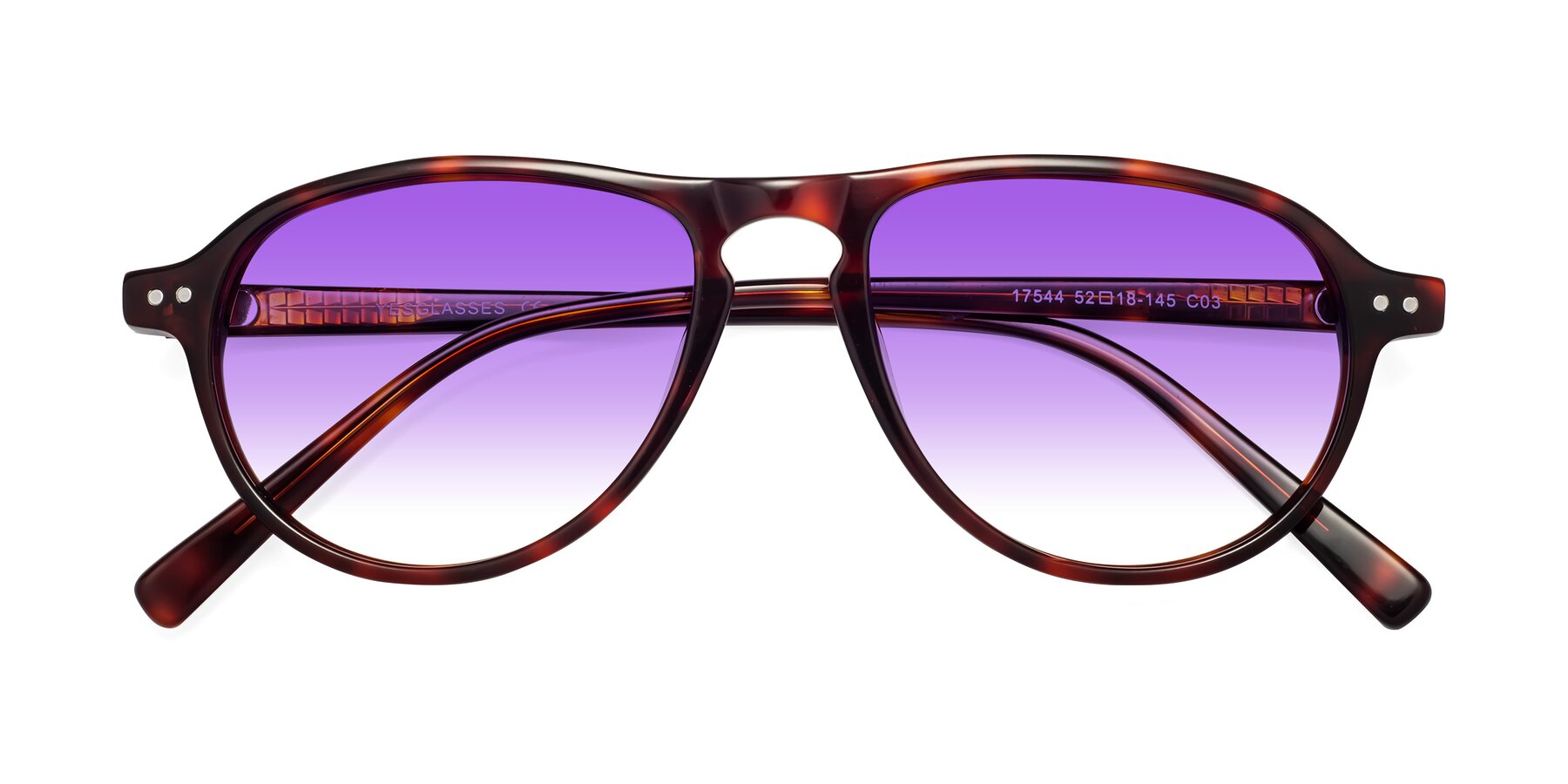 Folded Front of 17544 in Burgundy Tortoise with Purple Gradient Lenses