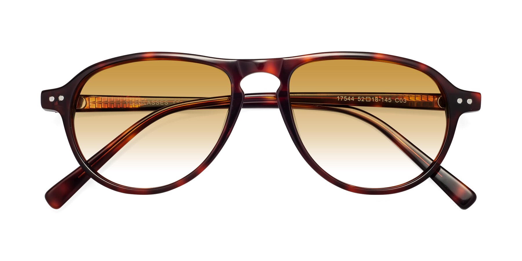 Folded Front of 17544 in Burgundy Tortoise with Champagne Gradient Lenses