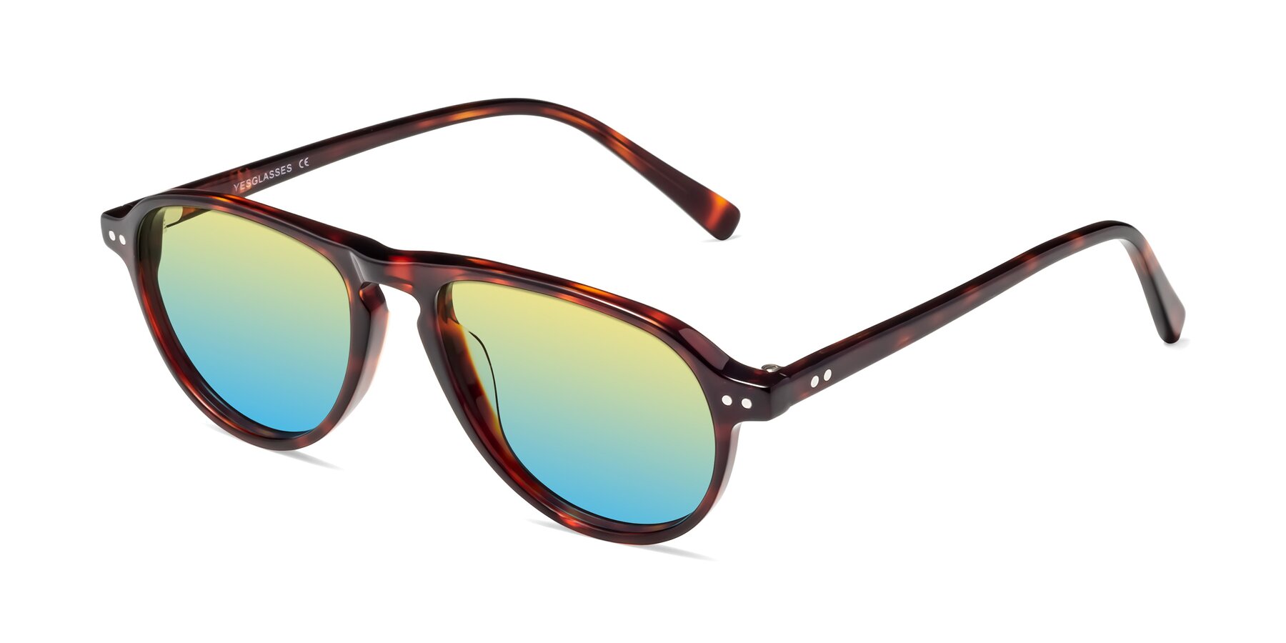 Angle of 17544 in Burgundy Tortoise with Yellow / Blue Gradient Lenses