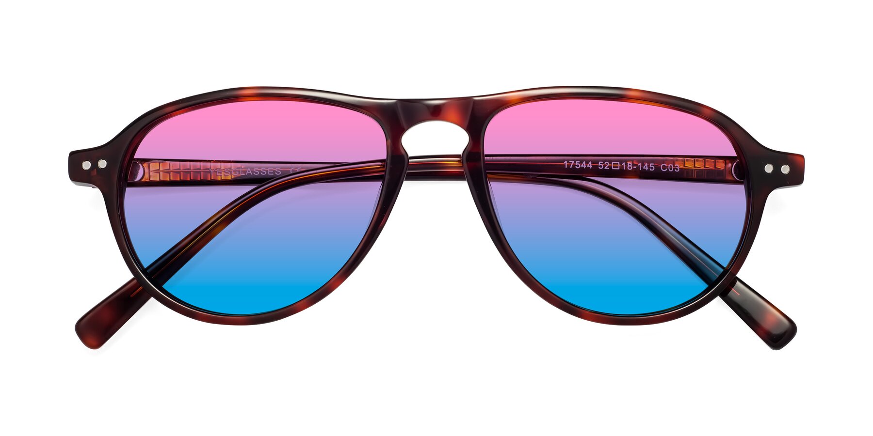 Folded Front of 17544 in Burgundy Tortoise with Pink / Blue Gradient Lenses