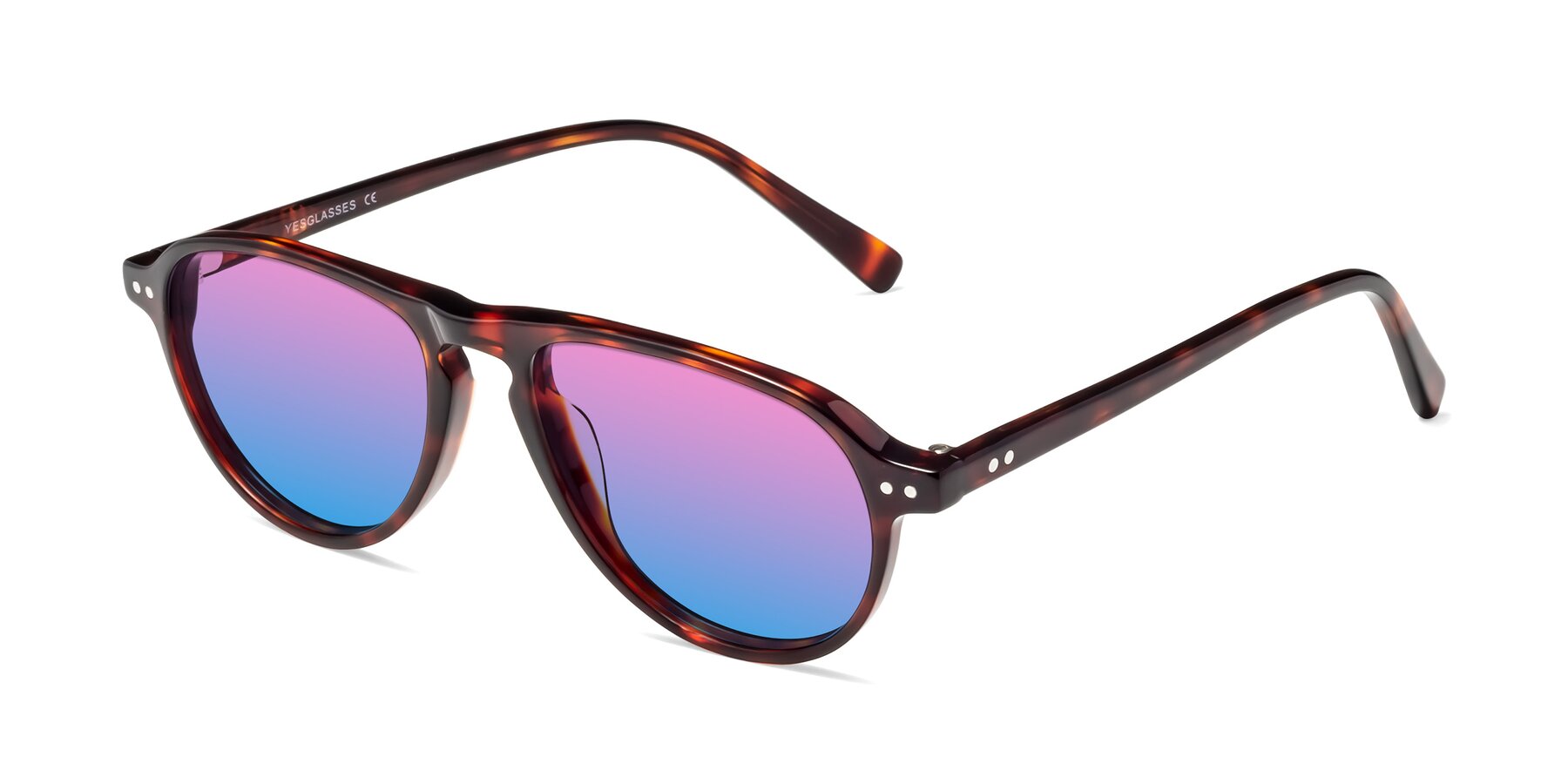 Angle of 17544 in Burgundy Tortoise with Pink / Blue Gradient Lenses