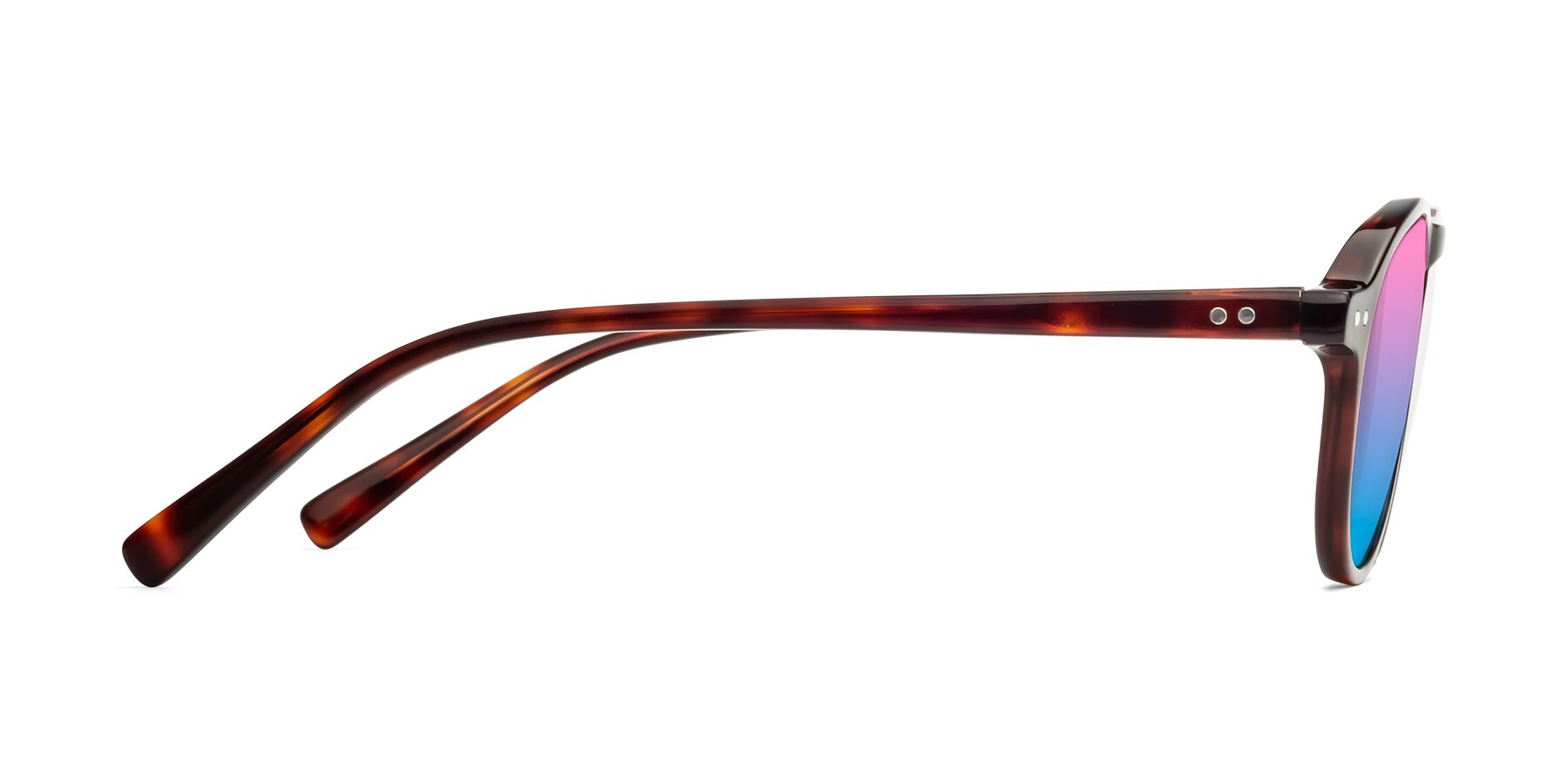 Side of 17544 in Burgundy Tortoise with Pink / Blue Gradient Lenses