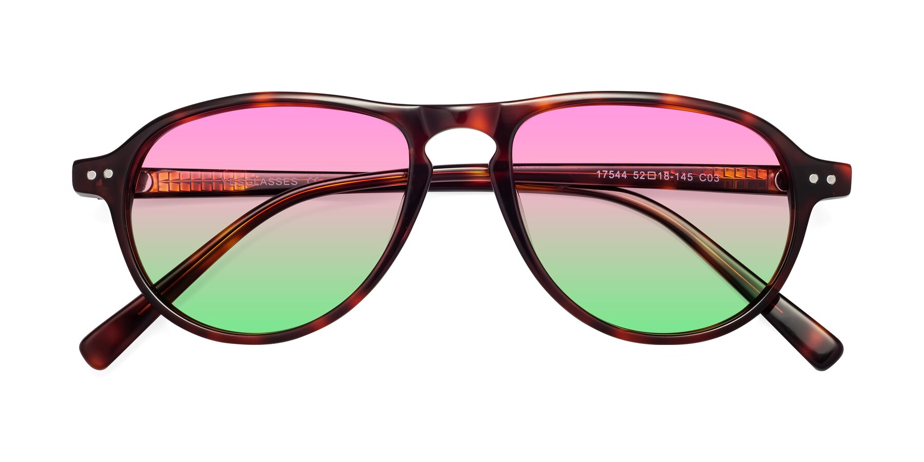 Folded Front of 17544 in Burgundy Tortoise with Pink / Green Gradient Lenses