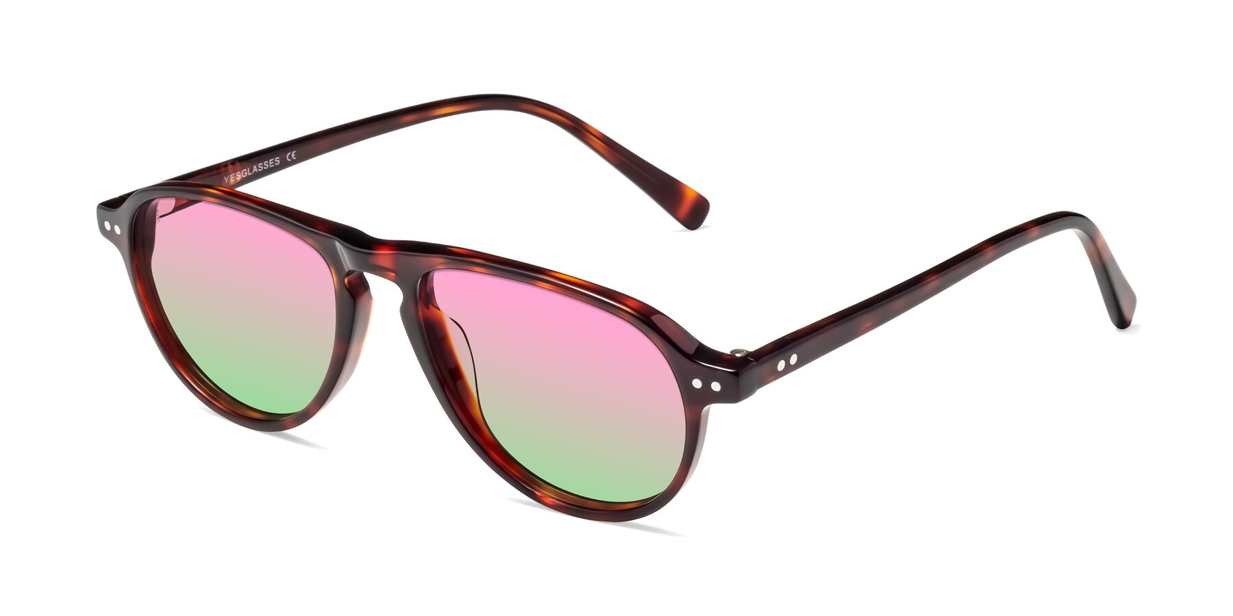 Angle of 17544 in Burgundy Tortoise with Pink / Green Gradient Lenses