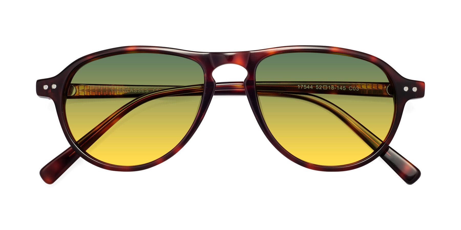 Folded Front of 17544 in Burgundy Tortoise with Green / Yellow Gradient Lenses