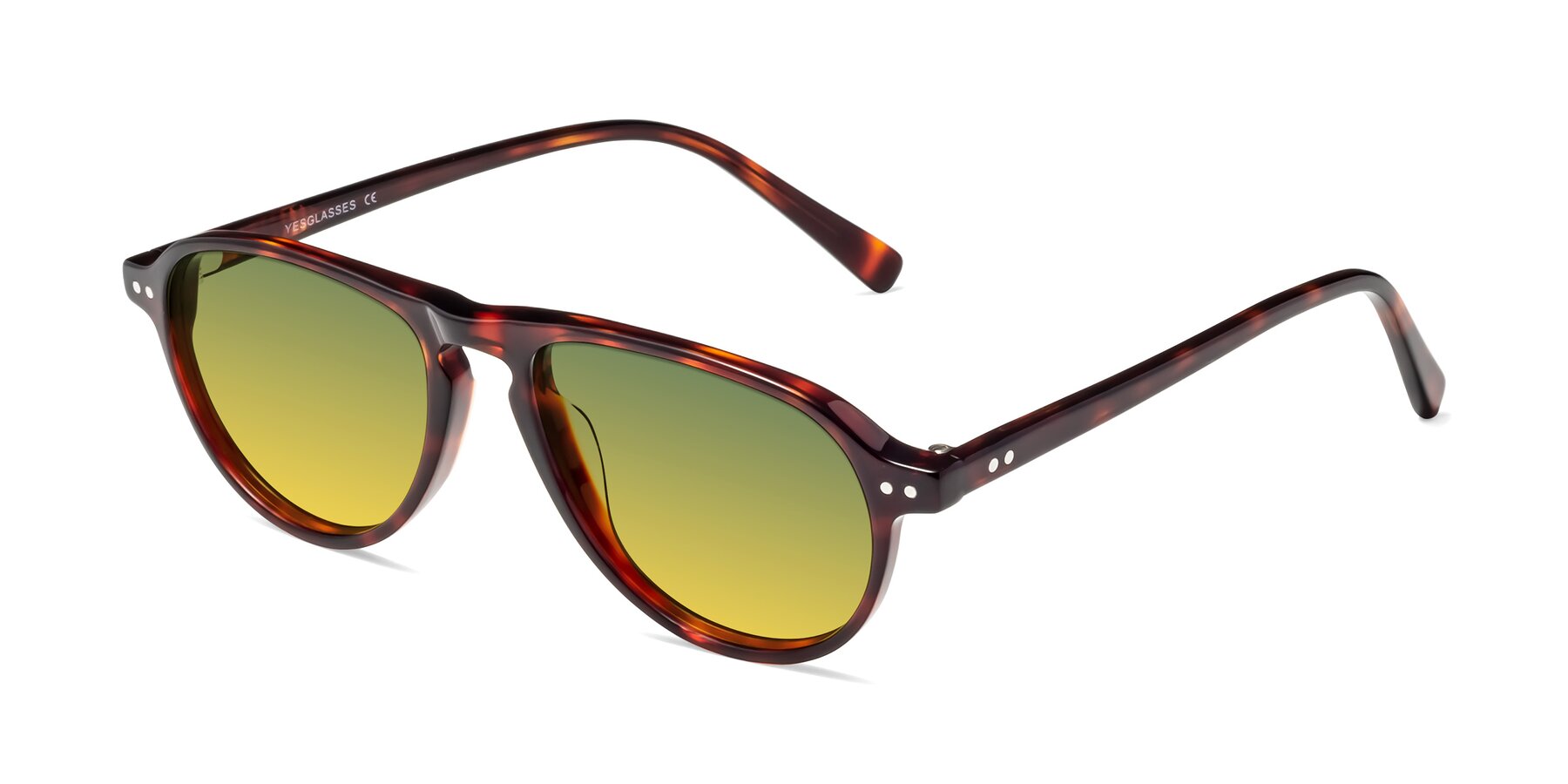 Angle of 17544 in Burgundy Tortoise with Green / Yellow Gradient Lenses