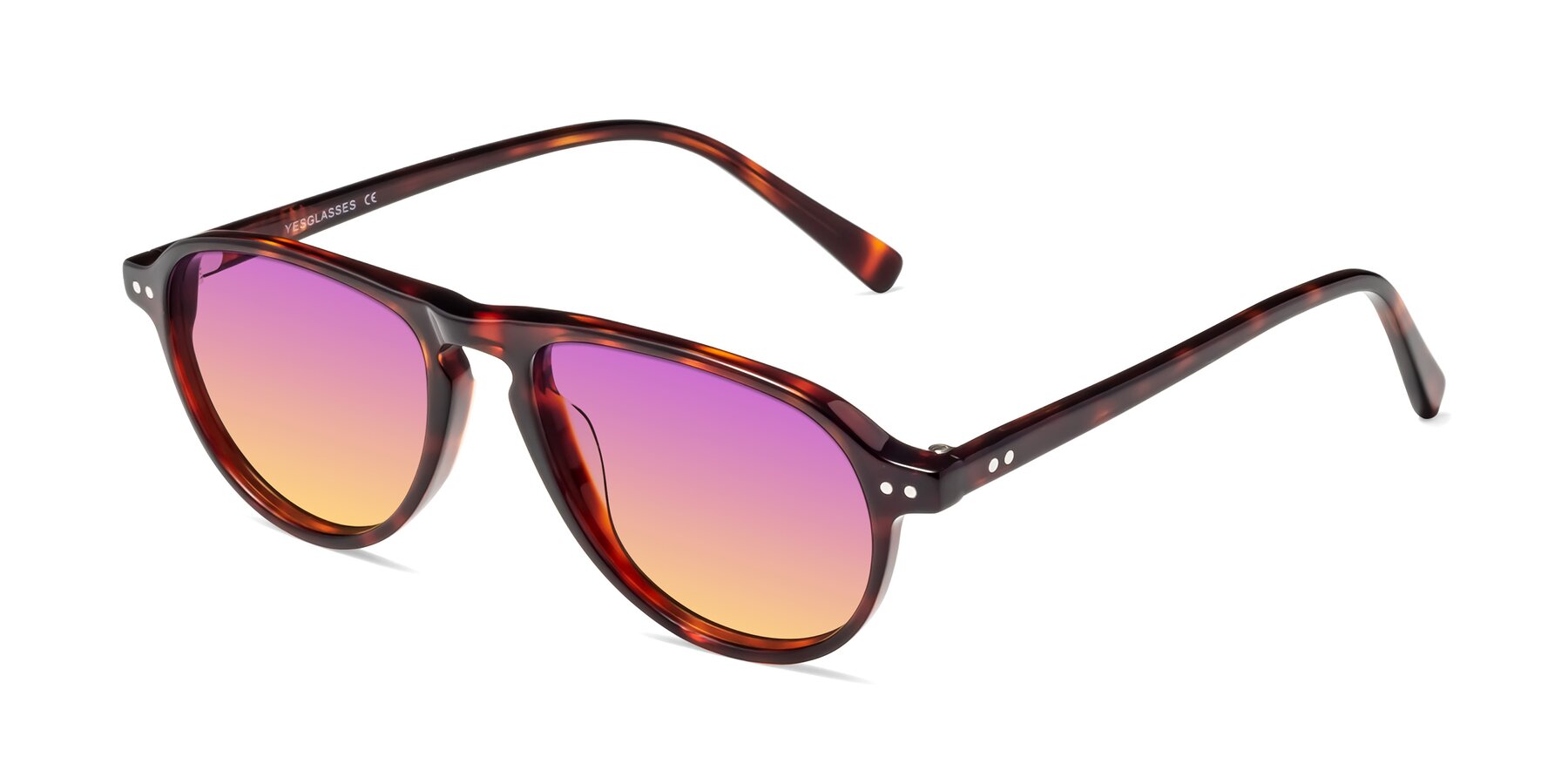 Angle of 17544 in Burgundy Tortoise with Purple / Yellow Gradient Lenses