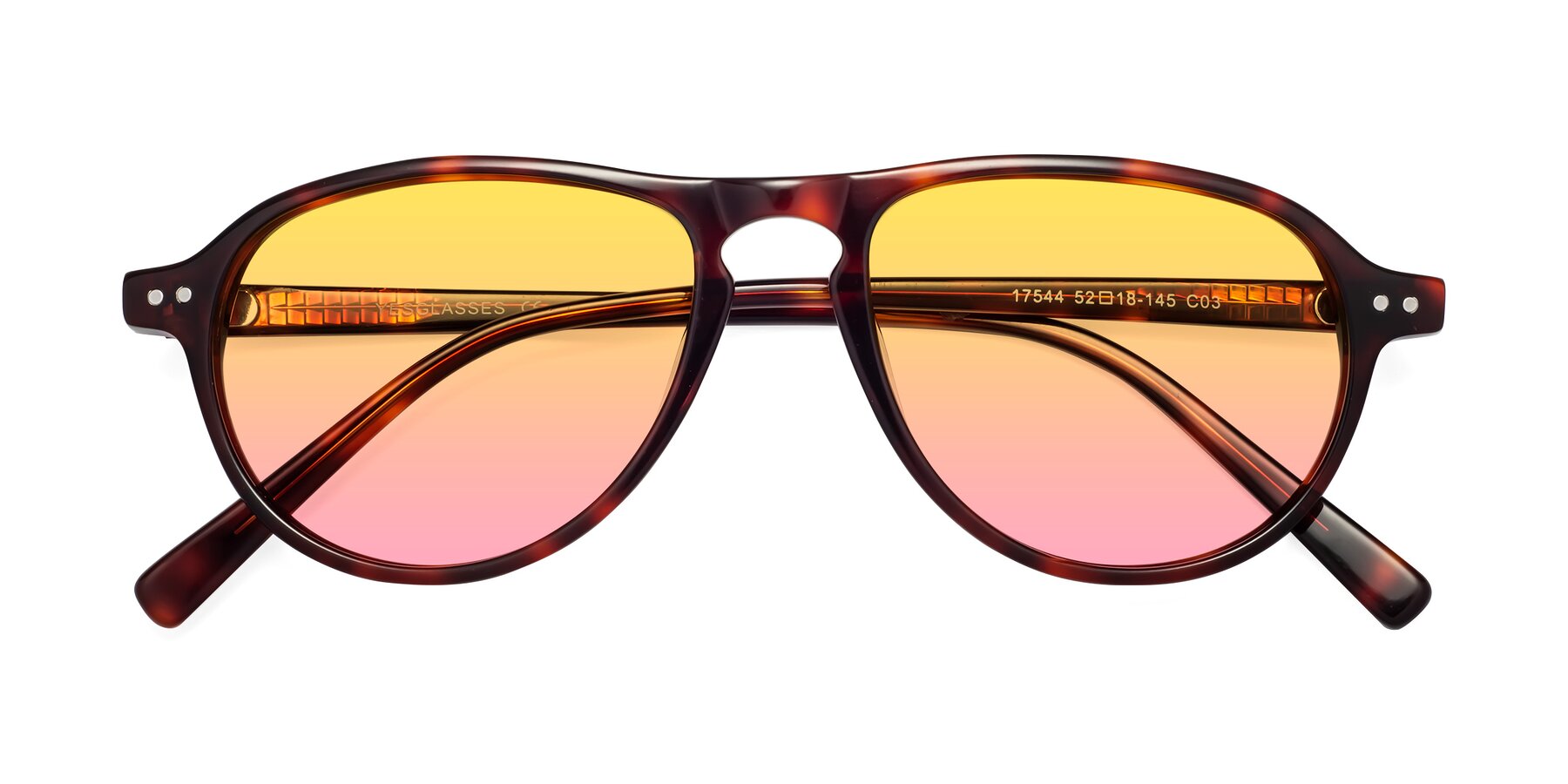 Folded Front of 17544 in Burgundy Tortoise with Yellow / Pink Gradient Lenses