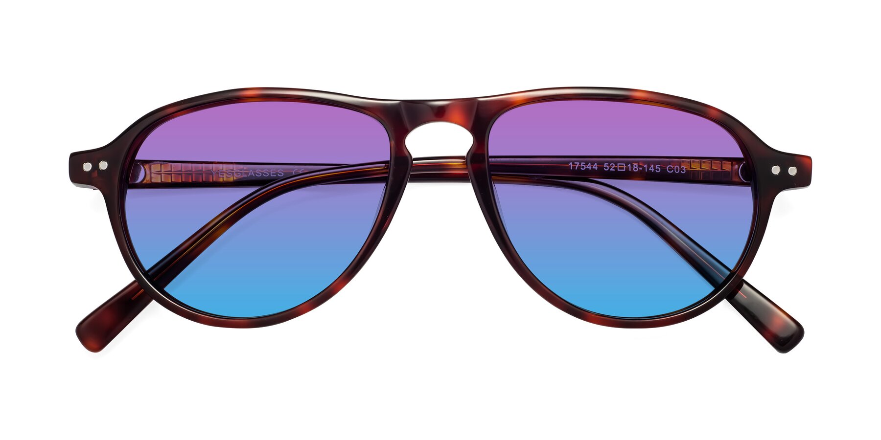 Folded Front of 17544 in Burgundy Tortoise with Purple / Blue Gradient Lenses