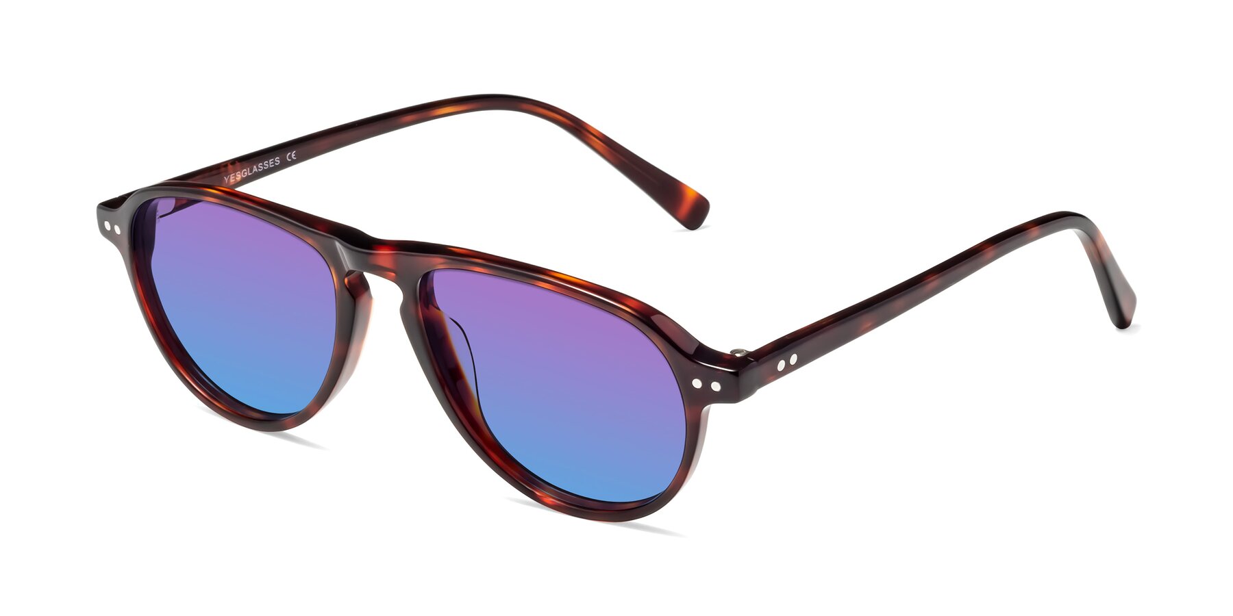 Angle of 17544 in Burgundy Tortoise with Purple / Blue Gradient Lenses