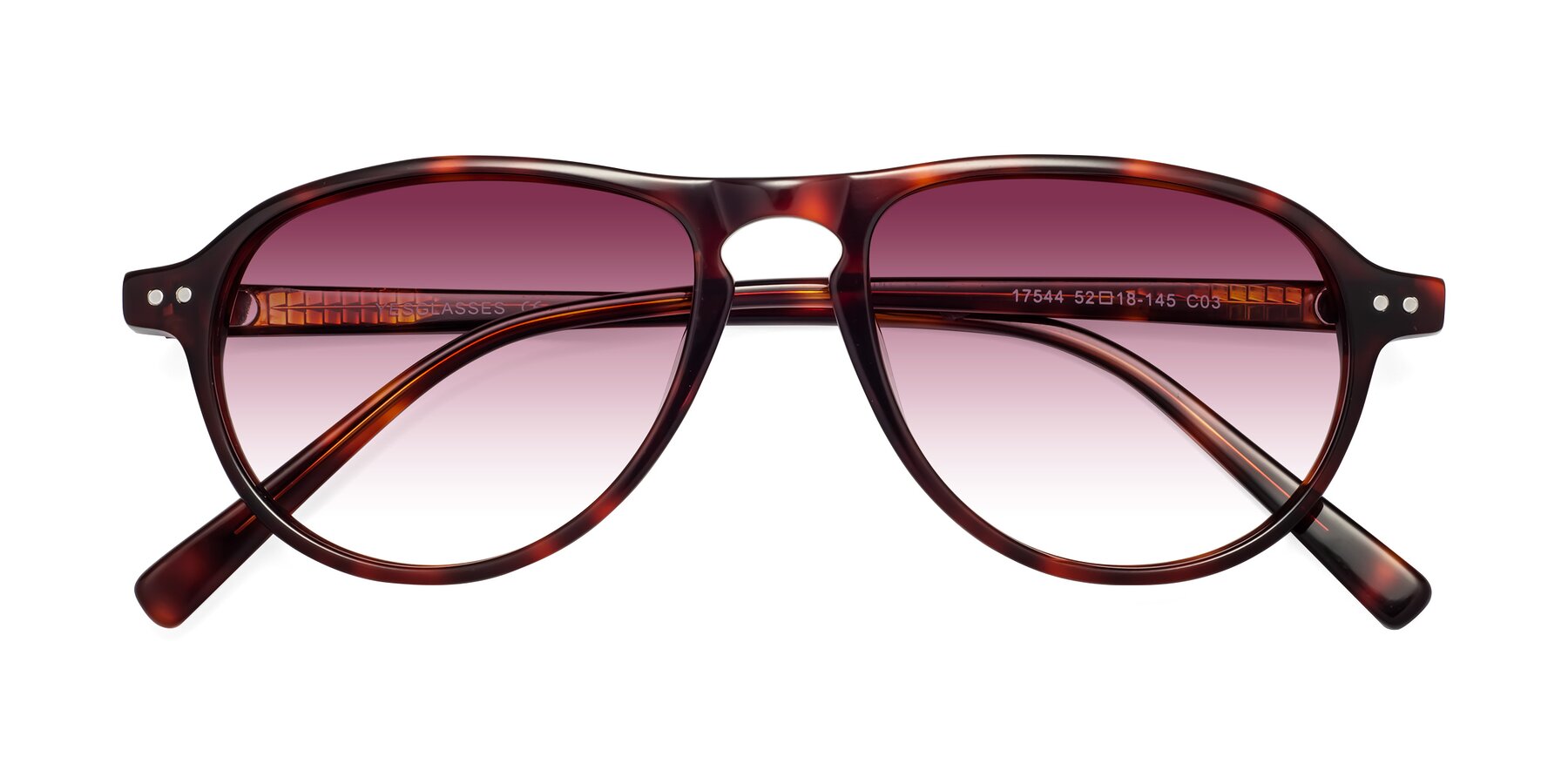 Folded Front of 17544 in Burgundy Tortoise with Wine Gradient Lenses