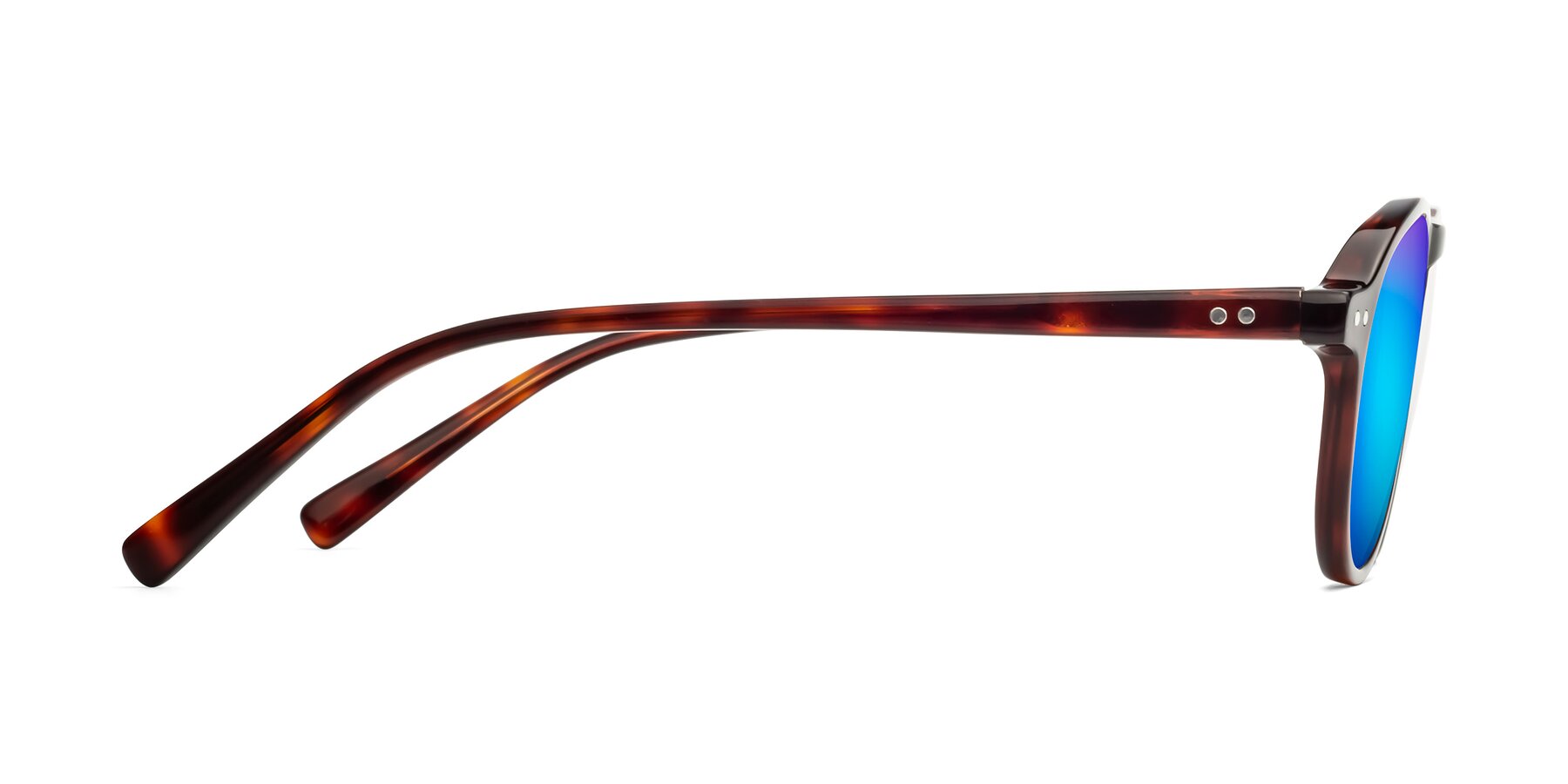 Side of 17544 in Burgundy Tortoise with Blue Mirrored Lenses