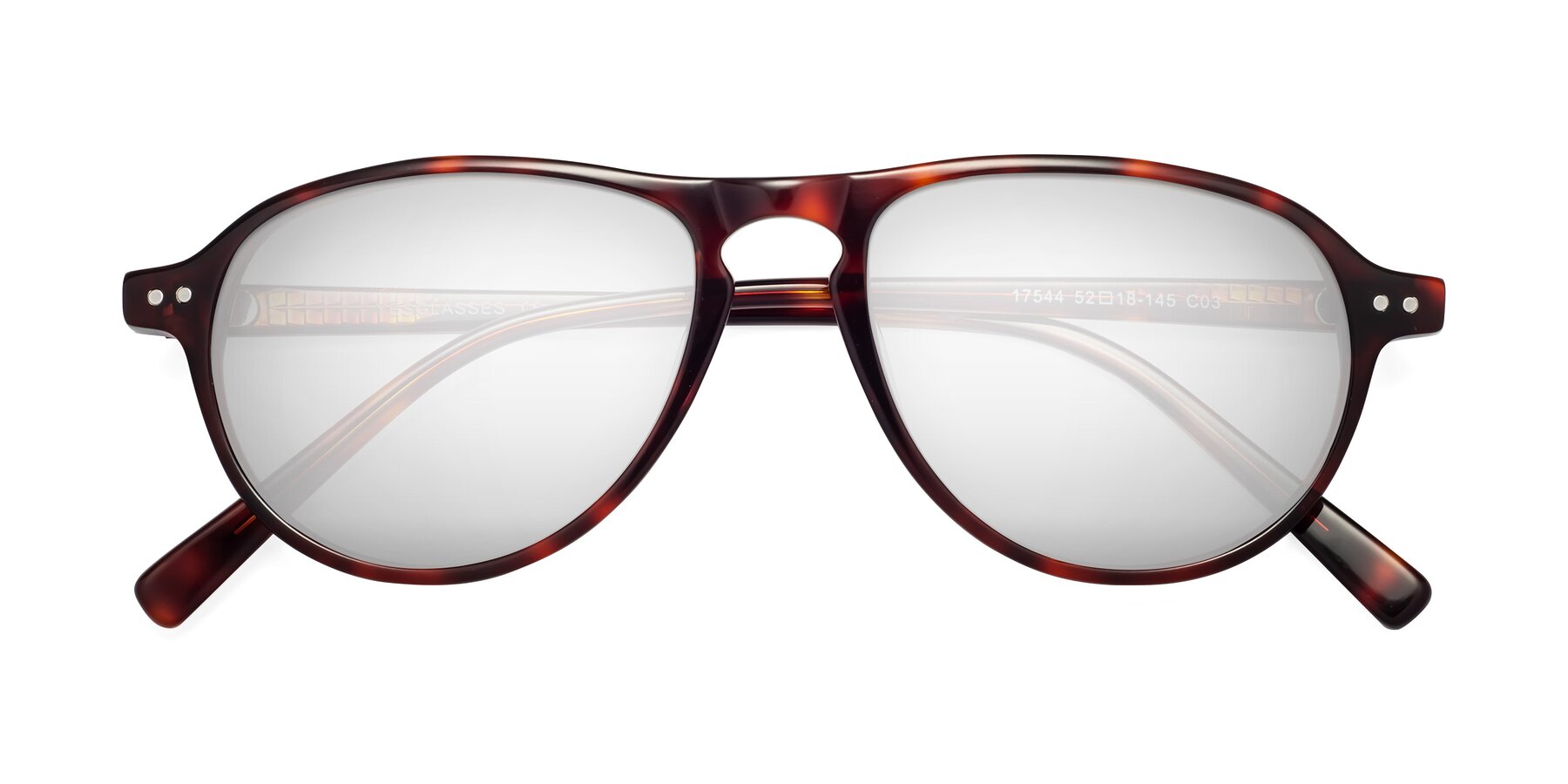 Folded Front of 17544 in Burgundy Tortoise with Silver Mirrored Lenses